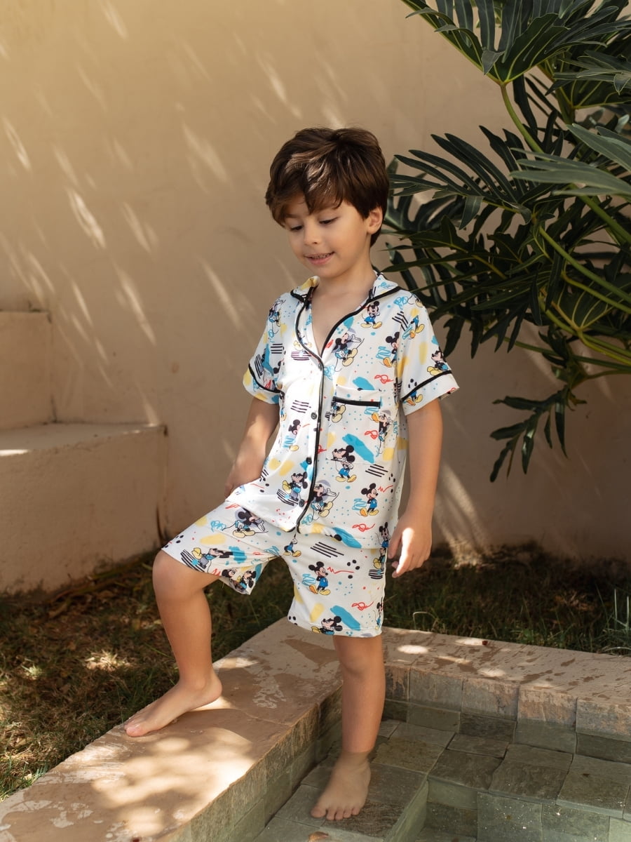 Pijaminha Infantil Short (masculino) Mickey Yellow