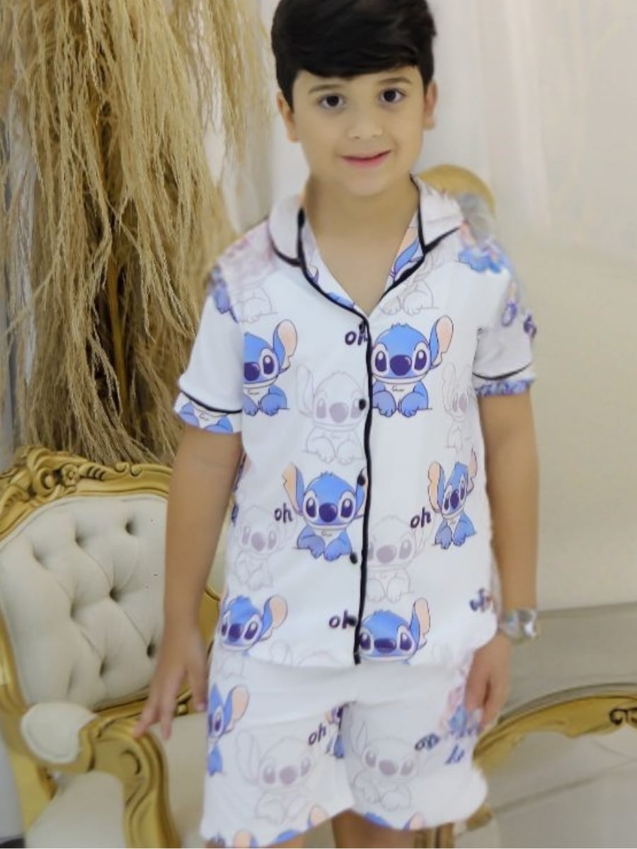 Pijaminha Infantil Tipo Short - Stitch Oh 