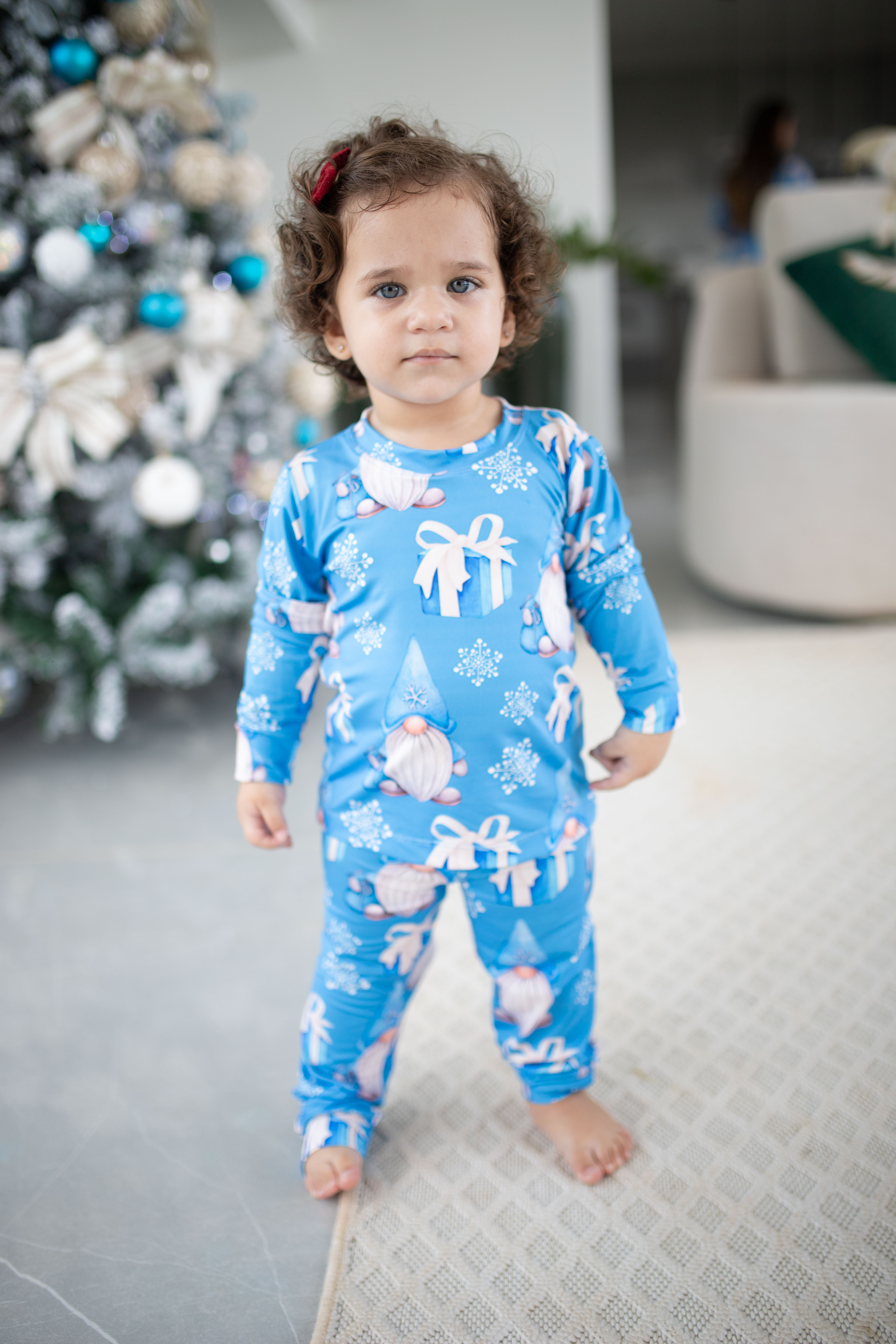 Pijaminha Natal Duende Azul Infantil Calça Manga Longa Tradicional -UNISSEX