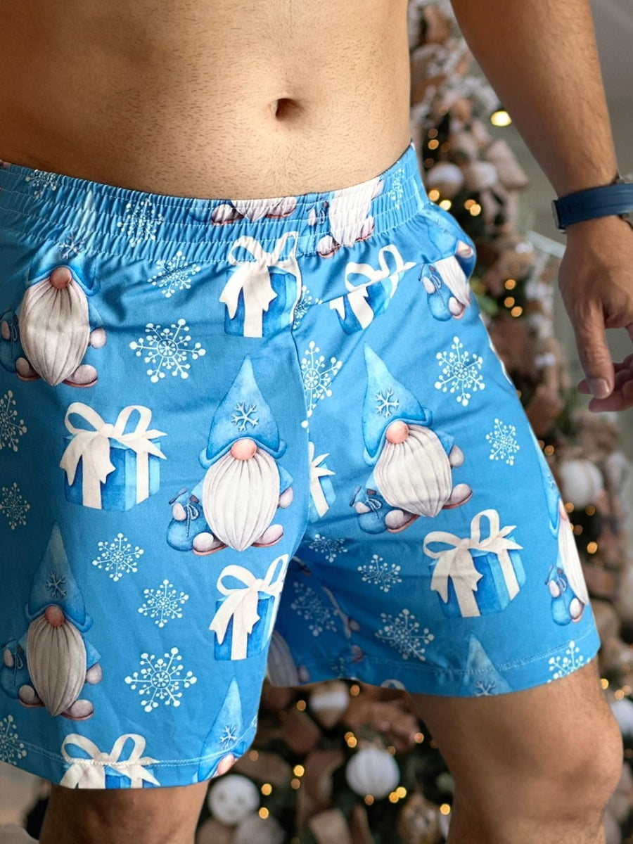 Short Masculino Adulto -( Só Short) Edição de Natal Duende Azul 