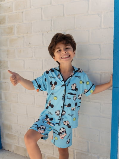 Pijaminha Infantil Short (masculino) Mickey Azul