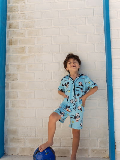 Pijaminha Infantil Short (masculino) Mickey Azul