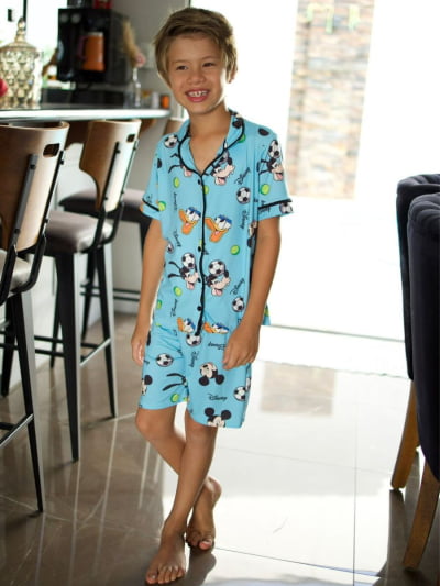 Pijaminha Infantil Short (masculino) Mickey Azul