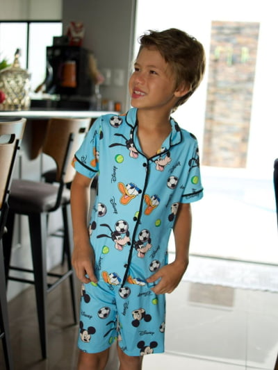Pijaminha Infantil Short (masculino) Mickey Azul