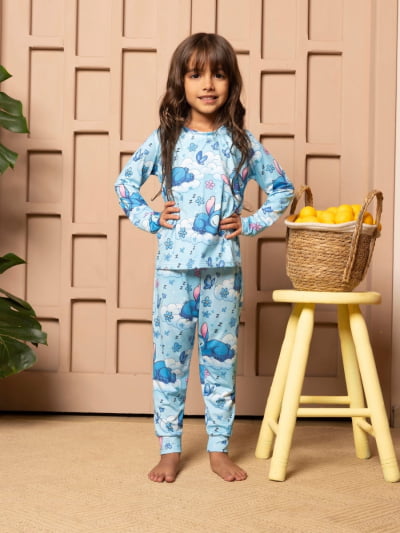 Conjunto Mãe e Filha Longo - Stitch Dorminhoco