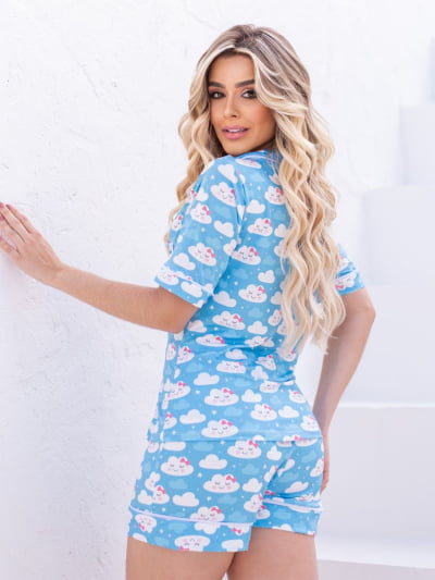 Pijama Americano Short- Nuvem Azul