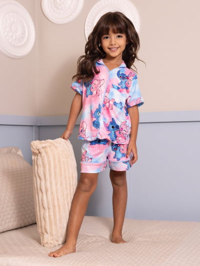 Pijaminha Infantil Tipo Short - Stitch e Angel
