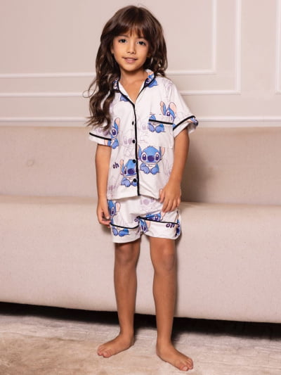 Pijaminha Infantil Tipo Short - Stitch Oh