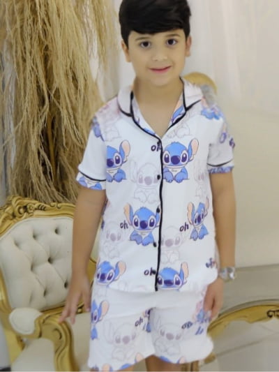 Pijaminha Infantil Tipo Short - Stitch Oh 