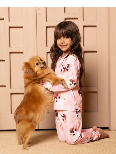 Pijaminha Infantil Tradicional Calça Manga Longa - Cachorrinho 