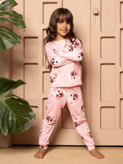 Pijaminha Infantil Tradicional Calça Manga Longa - Cachorrinho 