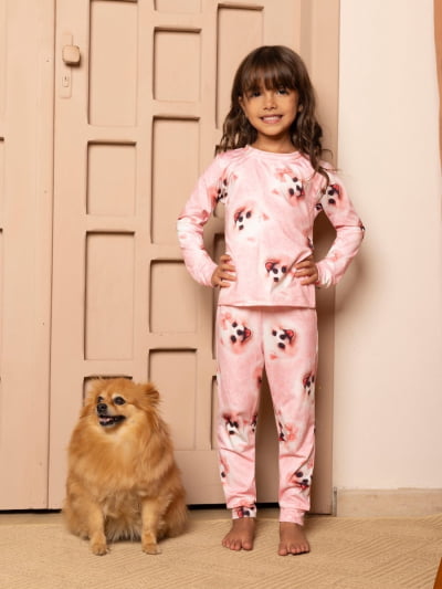 Pijaminha Infantil Tradicional Calça Manga Longa - Cachorrinho 
