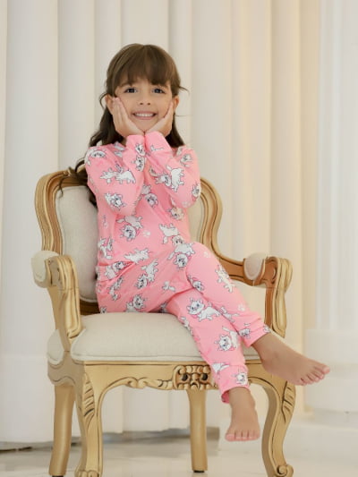 Pijaminha Infantil Tradicional Calça Manga Longa - Gatinha Marie