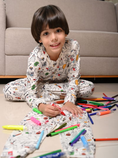 Pijaminha Infantil Tradicional Calça Manga Longa - KIT Para Colorir