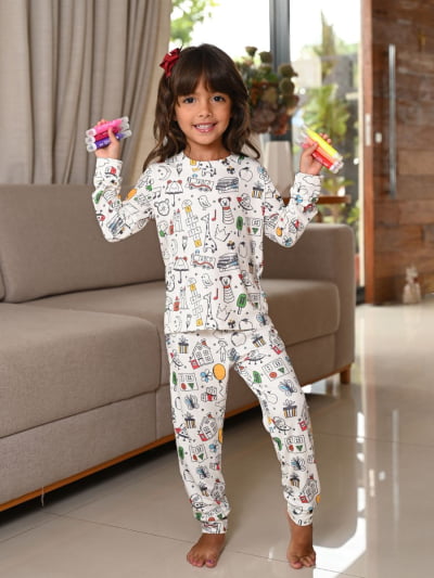 Pijaminha Infantil Tradicional Calça Manga Longa - KIT Para Colorir