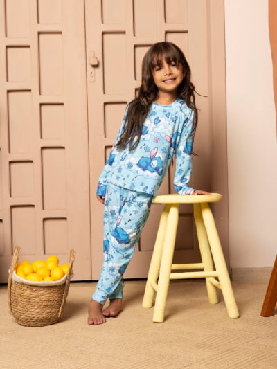 Pijaminha Infantil Tradicional Calça Manga Longa - Stitch Dorminhoco