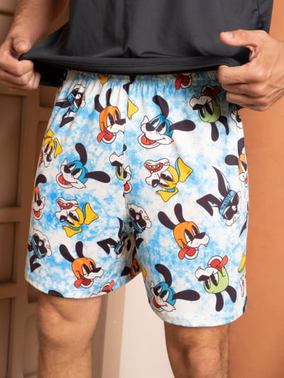 Pijama Masculino Adulto - Cachorros ( Short + Camiseta Preta)  