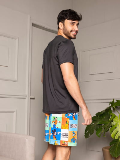 Pijama Masculino Adulto - Mickey e Pateta ( Short + Camiseta Branca) 